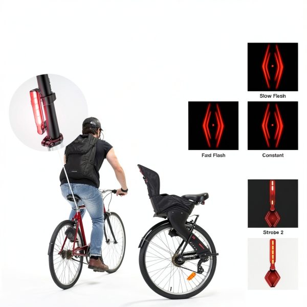 Junchi Bike Tail Light Black Waterproof 50Lumen-2