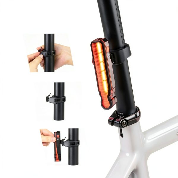 Junchi Bike Tail Light Black Waterproof 50Lumen-3