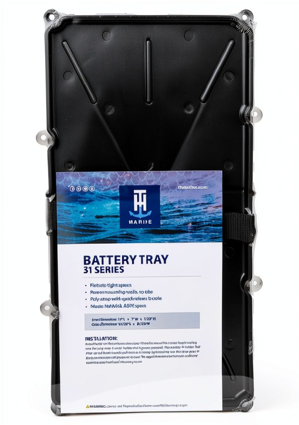 T-H Marine Narrow Battery Tray Universal Fit Black Plastic-3