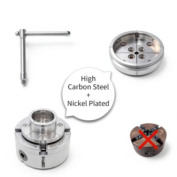 DEEFIINE 4" Wood Lathe Chuck Set 1-1/4" 8 TPI Nickel Plated 2-Jaw-1