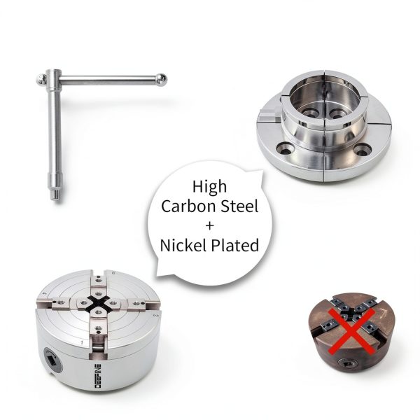 4 Inch Wood Lathe Chuck Set DEEFIINE 1" x 8 TPI Nickel Plated-1