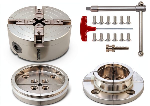 DEEFIINE 4" Wood Lathe Chuck Set 1-1/4" 8 TPI Nickel Plated 2-Jaw-0