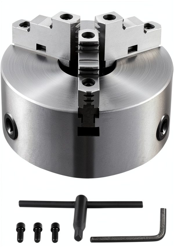 VEVOR 3-Jaw Lathe Chuck 10in Self-Centering HT300 Steel Hex Wrench-0